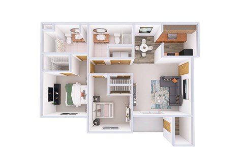 Floor plan for 2 beds, 2 baths, 1084 sqft